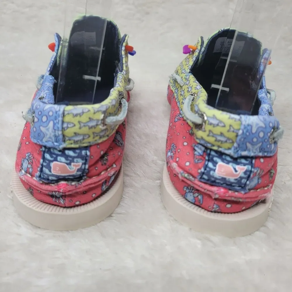 SPERRY X VINEYARD VINES AO PATCHWORK BOATS CRABS STARFISH SHOES GIRLS SIZE 2 NEW